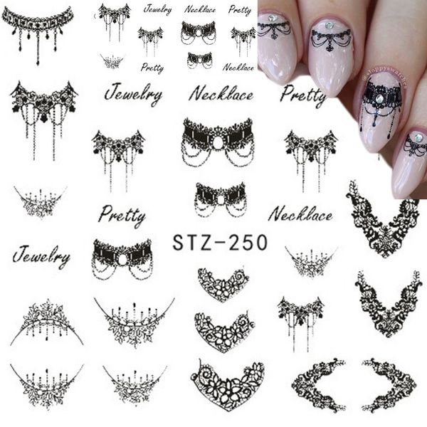 Großhandel DIY schwarze Halskette Schmuck Design Mode Wassertransfer Aufkleber Nail Art Aufkleber Maniküre Styling Werkzeuge