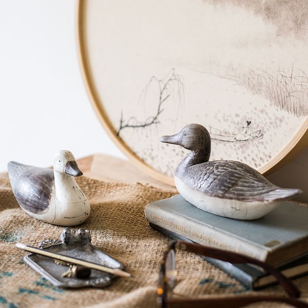 

set of two (2) decorative resin duck decoy