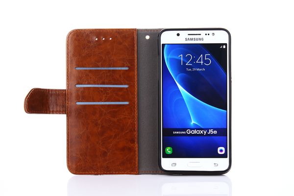 Atacado caso de couro de costura para Samsung Galaxy S5 S6 S7 Caso de Carteira de Luxo Flip com suporte de cartão de suporte Funda