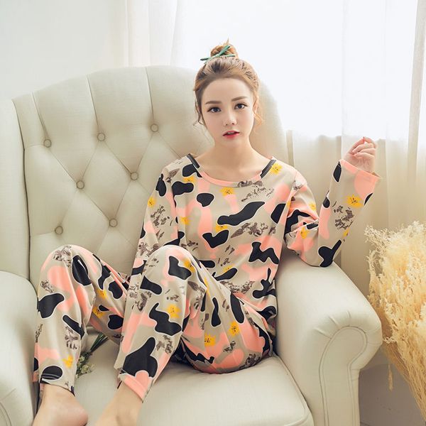 

wholesale- 2016 winter long sleeved silk milk pajamas women camouflage sleepwear set girls simple loose homewear clothes ing, Black;red
