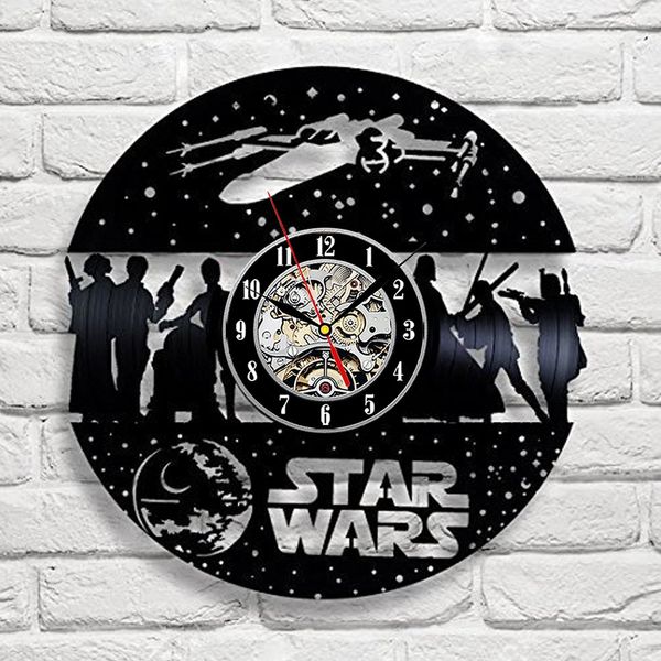 Grosshandel Star Wars Death Star Darth Vader Luke Skywalker Film Charaktere Vinyl Record Design Wanduhr Dekorieren Sie Ihr Zuhause Mit Modern Famous