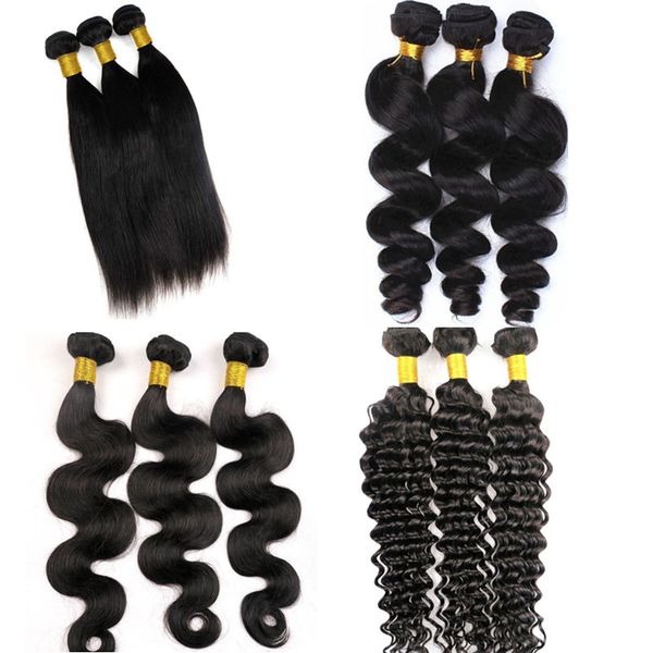 

Virgin hair weave brazilian human hair bundle weft 100 unproce ed peruvian indian malay ian cambodian weaving human hair exten ion, Black