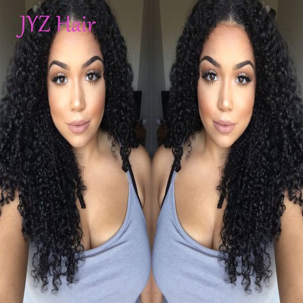 Perucas de cabelo humano do laço completo de glueless Kinky Curly Cor natural peruana peruana brasileira indiana Mongolian Lace dianteira com cabelo do bebê