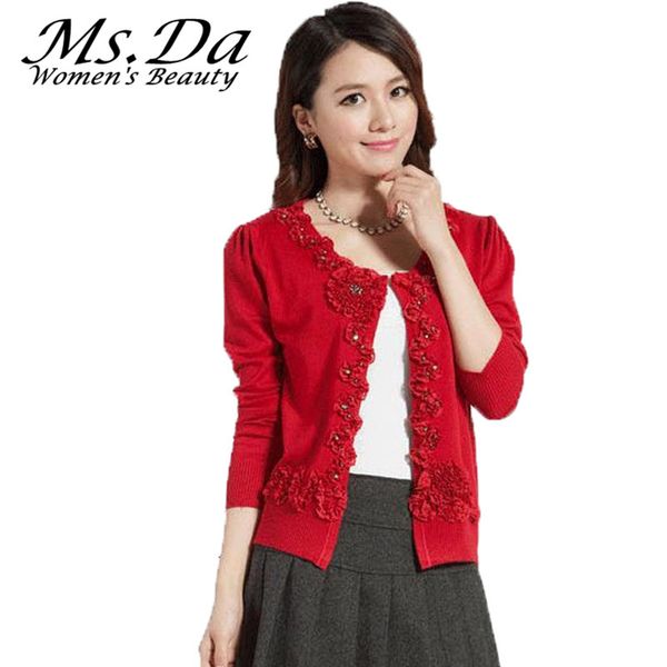 

wholesale- 2016 womens plus size sweater cardigans winter floral embroidery woman casual sweater coat red,black,gray,orange 3xl,xxl,xl, White;black