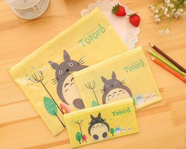 

wholesale- kawaii 3designs - totoro pvc 20*9cm coin pencil bag pouch ; 22cm middle coin bag , a4 32*23cm coin file filling bag case pouch, Red;black