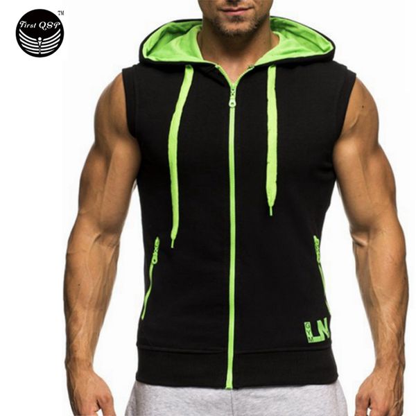 

wholesale- tank men 2017 brand male sling zipper decoration sleeveless vest clothing bodybuilding tank mens jersey 2xl fyw, White;black