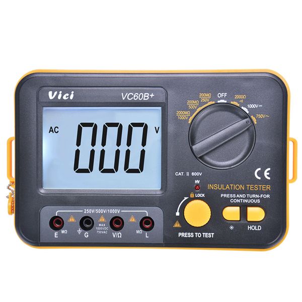 Misuratore di terra digitale Freeshipping Tester di resistenza all'isolamento Megaohmmetro Ohmmetro Voltmetro DVM 1000V 2G con retroilluminazione LCD