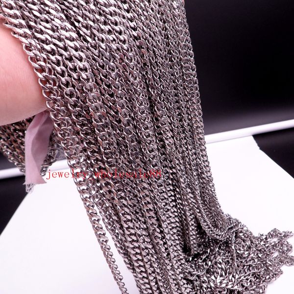 

large wholesale 100meter lot silver tone stainless steel jewelry finding smooth thin 5mm smooth curb chain diy necklace bracelet