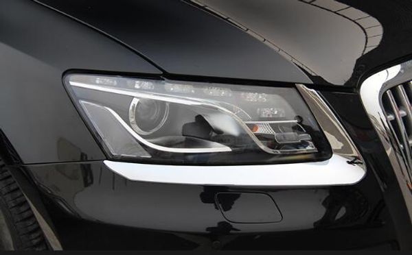 ABS cromato di alta qualità 2 pezzi Finiture decorative per fari auto, barra decorativa per lampada anteriore per Audi Q5 2010-2013