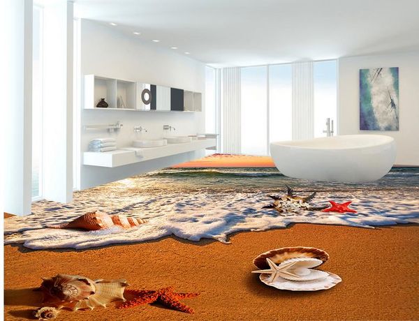 

3d wallpapers bathroom beach surf conch vinyl flooring bathroom