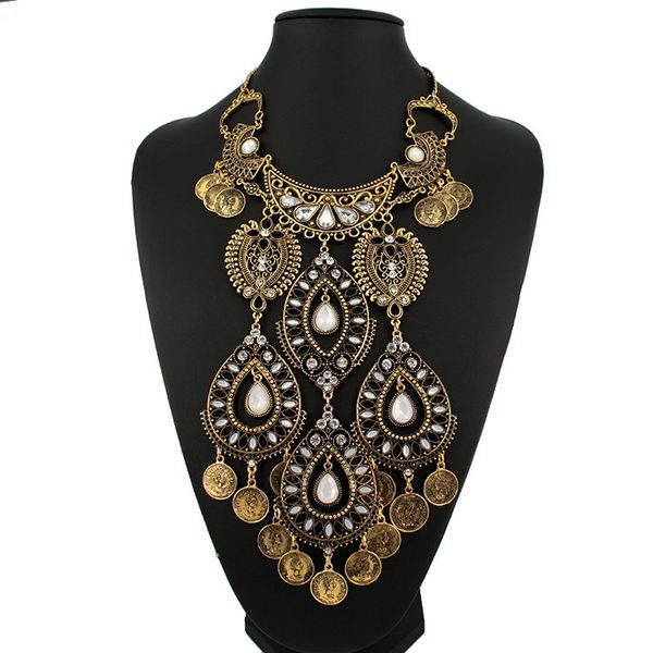 

wholesale-ancient coin shaped big maxi necklaces & pendants wild gypsy style fashion fine jewelry bohemian ing, Silver