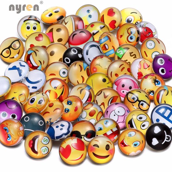 

Оптовая 50 шт. / лот горячие смешанные Emoji тема 18 мм Оснастки кнопки круглый стекло D
