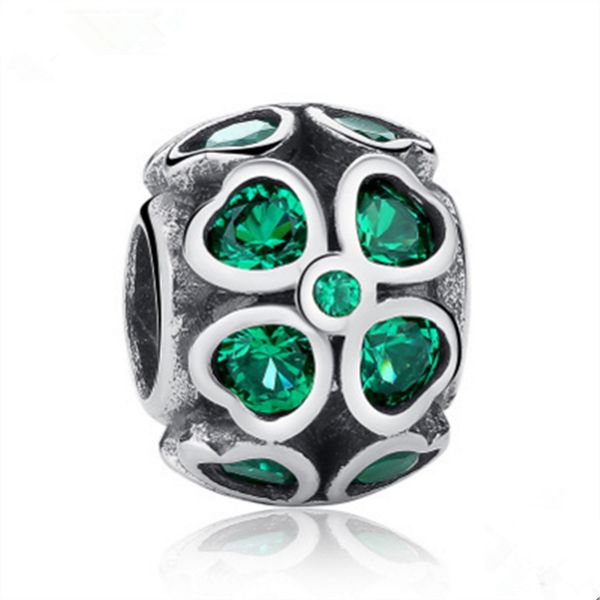 

sale fine jewelry authentic 925 sterling silver charm bracelet necklace diy 12 color beads clover for girl christmas gift, Black