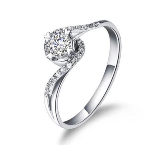 

real 925 silver heart wedding ring fine jewelry inlay heart cz diamant engagement rings for women, Golden;silver