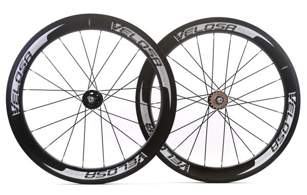 

velosa 700c 60mm depth 25mm width clincher carbon wheels fixed gear track single speed wheelset with novatec 165/166 hub