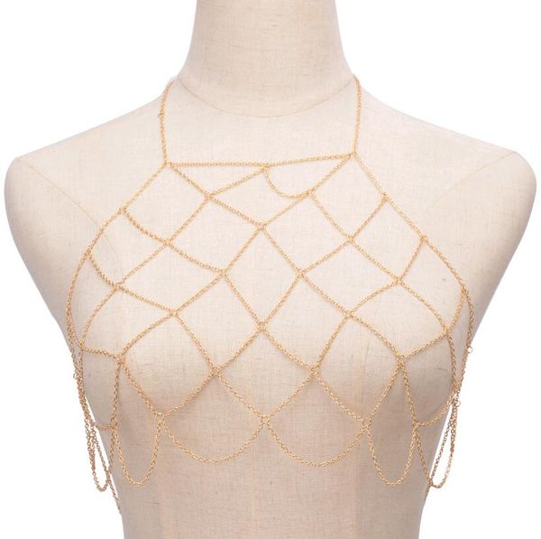 Forma na moda Sexy Praia cadeia de jóias corpo geométrico handmade malha Peito Chains Breast frete grátis Colar