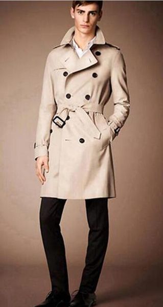 

the new men's autumn/winter in europe and the cultivate one's morality personality double-breasted cloth trench coat / m-2xl, Black