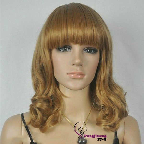 

gt;>>nerw women long cosplay dark blonde wavy wigs, Black;brown