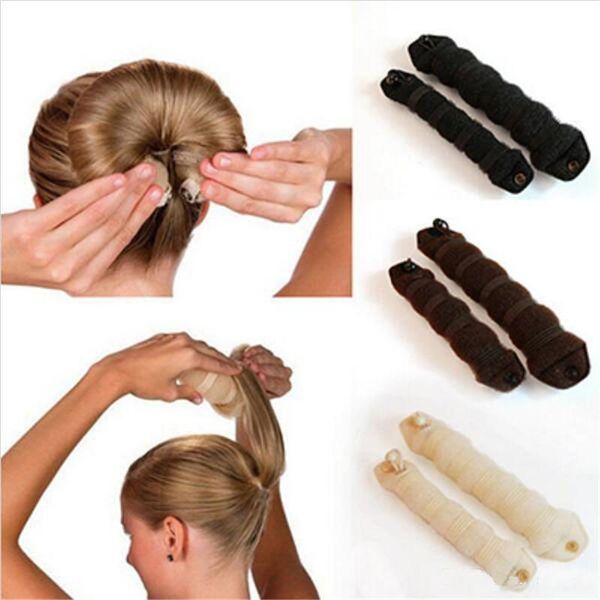 Esponja de Cabelo Styling Rollers Sticks Espuma Elástica de nylon cabelo Snap Fastener Tipo de Cabelo Corda de Borracha Bandas Bundle Tipo Botão