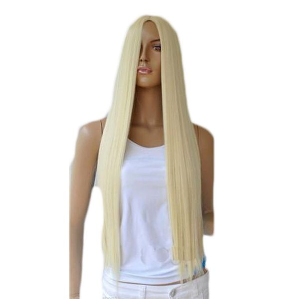 

WoodFestival длинные прямые блондинка парик женщины синтетические волосы парики мягкие волокна волос для белых женщин жаропрочных полный парик женская мода