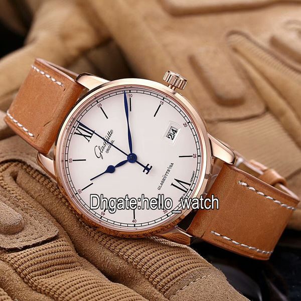 

Высокое качество Glashütte оригинальный сенатор Quintessentials 1-39-59-01-05-04 Cal.39-59 Автоматические мужские часы из розового золота кожаный ремешок Новые часы