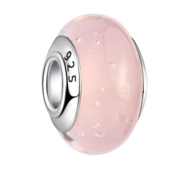 

qaulity 10 pcs 925 sterling silver murano lampwork glass beads charm big hole loose beads for pandora european bracelet necklace 5 colo, Crystal