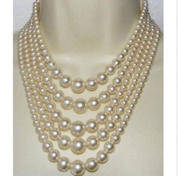 

classic five strands south sea white pearl necklace17-21inch, Silver