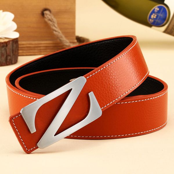 

wholesale- new 2017 fashion men brand leather belts casual smooth buckle women's belts men's straps for male female ing, Black;brown