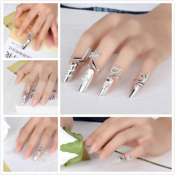 

nail cover rings fingernails ring sterling silver nail art charms womens retro fashion protecting fingernail nail finger ring