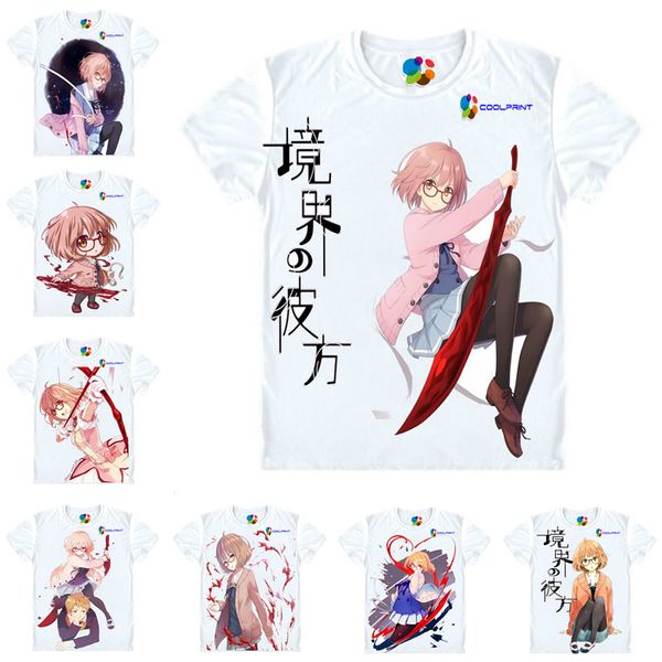 

anime shirt mirai kuriyama t-shirts for mens short sleeve kyokai no kanata cosplay costume japanese kawaii tee, White;black
