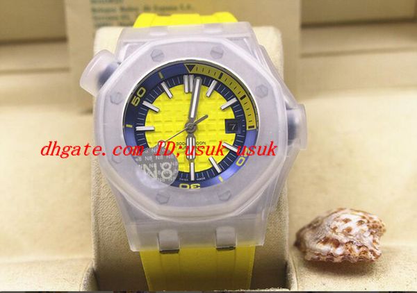 

luxury wristwatch diver st.oo.a051ca.01 yellow rubber bracelet automatic watch men watches new arrival, Slivery;brown