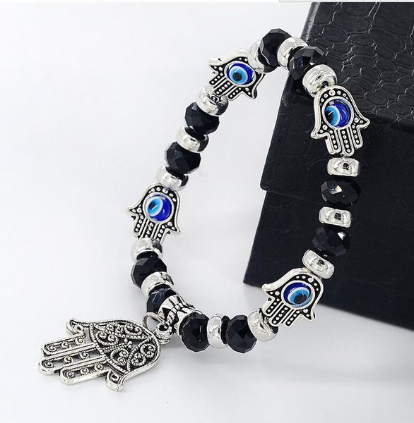 

2018 new tima hand devil's eyes beaded bracelet bracelet, Black