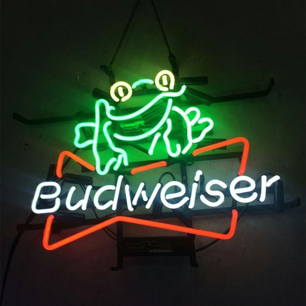 

17 "x14" Budweiser Bud Light Frog ВИНТАЖНАЯ РЕАЛЬНАЯ СТЕКЛЯННАЯ ТРУБА НЕОНОВОГО ОСВЕЩЕНИЯ