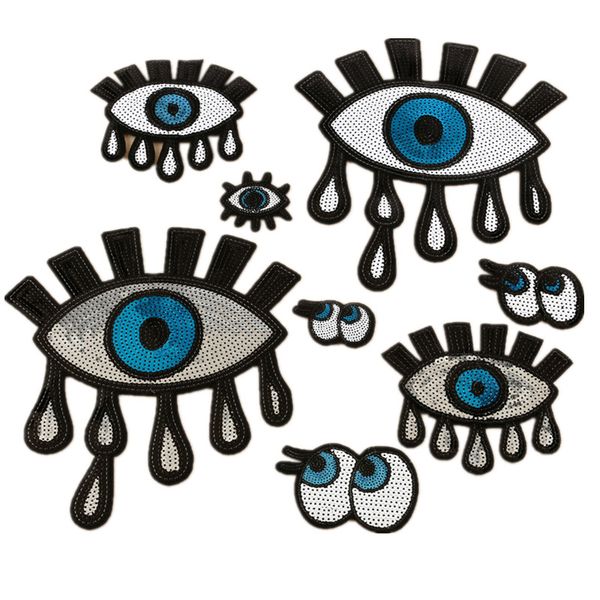 

1 piece of embroidered sequins patch eyes pattern iron on zakka patchwork diy quilting decorative accessories handmade handcraft, Black