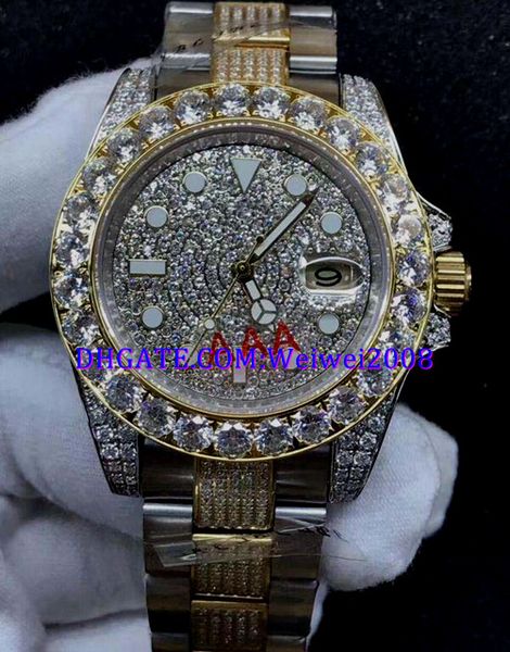 

christmas gift 4 style mens swiss watch 116610/116613 diamond dial date automatic watch big diamond bezel 40mm diamond stainless steel stra, Slivery;brown