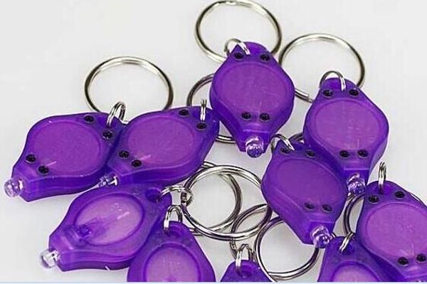 395-410nm Roxo UV LED Keychain Detector de Dinheiro luz led protable luz Chaveiros Chave Do Carro acessórios