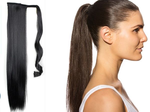 

100g human hair pony tail extensions 4colors 100% human hair straight human hair drawstring ponytail wholesale factroy direct supplier, Black
