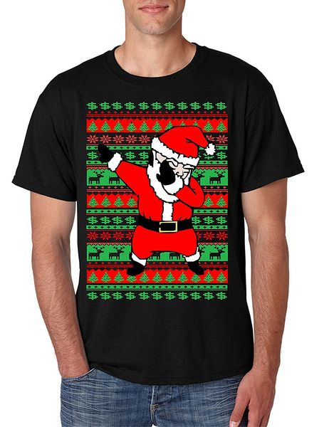 

Высокое Качество Хлопка С Коротким Рукавом Мужская Футболка Dabbing Санта Уродливые