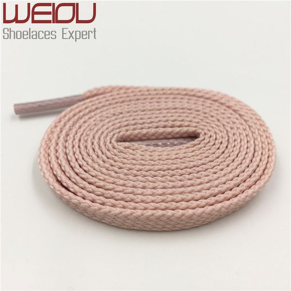 

weiou 7mm trandy flat tubular shoelace styles athletic sports sneakers bootlace multicolor polyester shoestring for boots support custom, White;pink