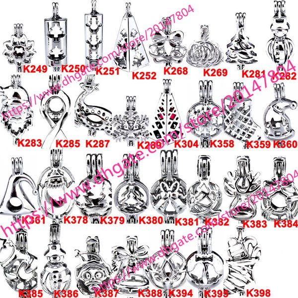 

398 designs - without akoya oyster bead pearl cage gift cage locket pendant open wish charms, Silver