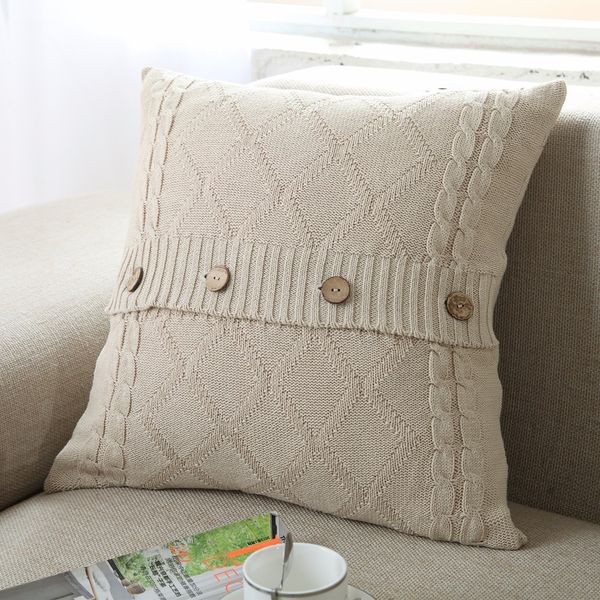 100 Cotton Knitted Crochet Cushion Cover 45 45cm Double Twisted