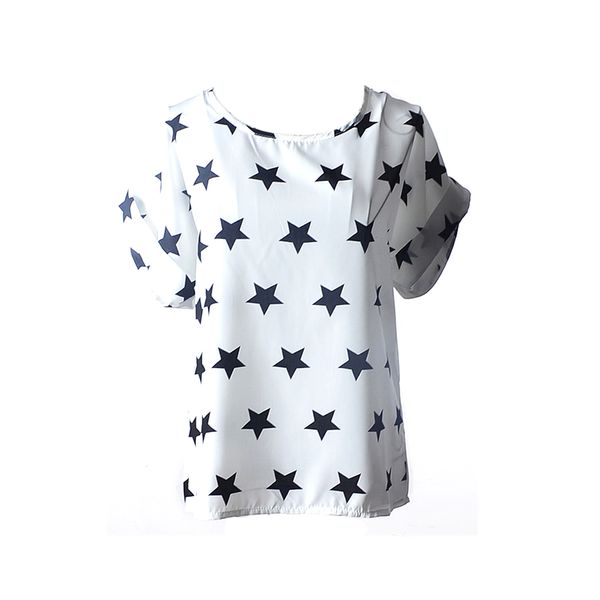 

wholesale- 2016 women summer chiffon floral printed t shirts casual loose tees ladies t-shirts sale, White