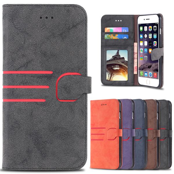 Retro matte pu leather flip phone case para apple iphone 6 s plus case capa para iphone 7 plus case coque sacos coldre