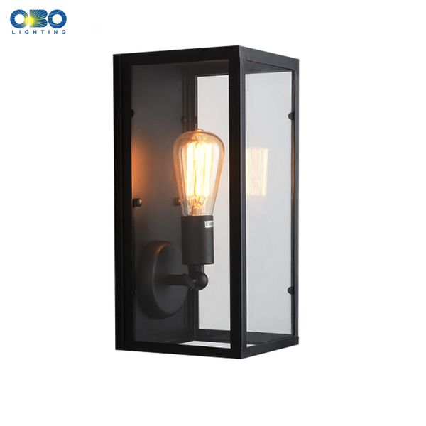 

vintage iron glass box wall lamp indoor lighting bedroom for bar/aisle/restaurant/corridor e27 lamp holder wall light