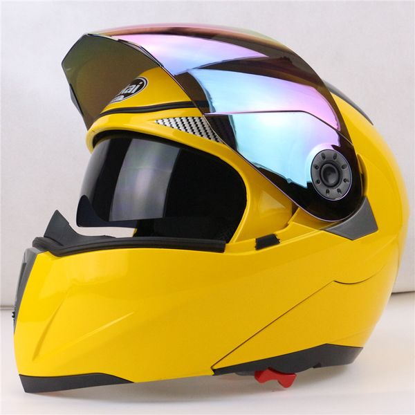 

wholesale- professional double glass motorcycle helmet jiekai flip up motorbike helmet 22 option available with internal black sunglass