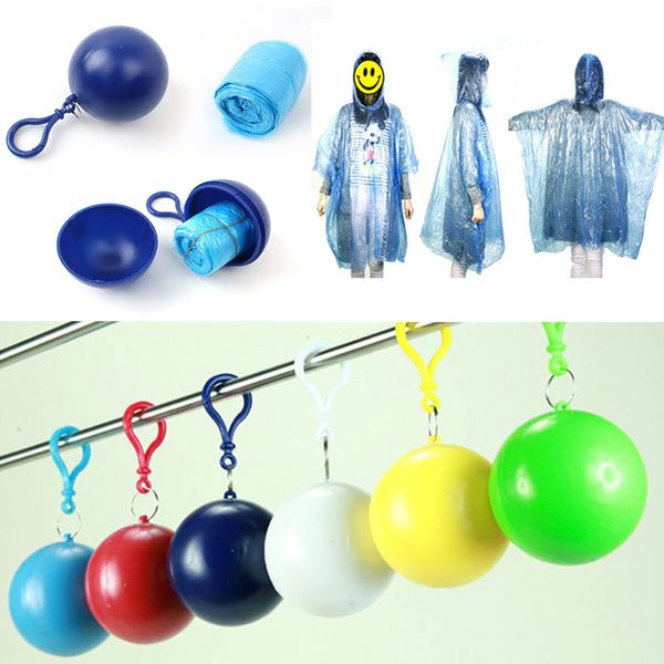 

spherical raincoat plastic ball key chain disposable portable raincoats rain covers travel tour trip rain coat wx-h16