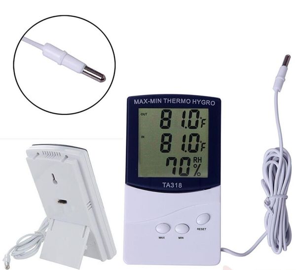 LCD-Innen-/Außen-Digitalthermometer, Hygrometer, Temperatur- und Luftfeuchtigkeitsanzeige, Wettermessgeräte TA318 in Einzelhandelsverpackung