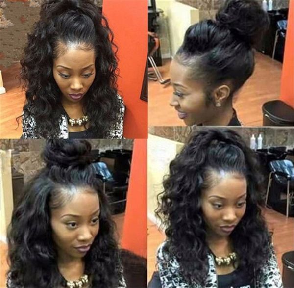 

brazilian silk base full lace human hair wigs with baby hair for black women water wave silk lace front wigs fdshine hair