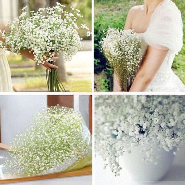 

Elegant White Gypsophila Baby's Breath Artificial Fake Silk Flowers Bridal Bridesmaid Holding Flowers Bouquet Plant for Home Decor Ornament