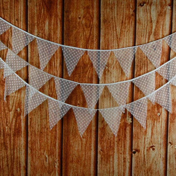 

wholesale- 12flags 3.2m white lace cotton fabric bunting pennant flag banner garland wedding/birthday/baby show party decorative accessory